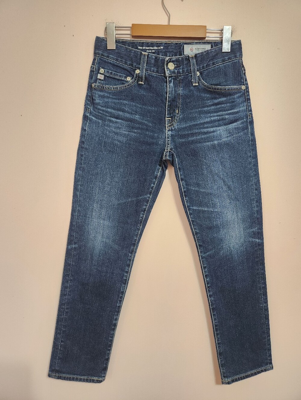 AG Adriano Goldschmied The Ex-Boyfriend Slouchy Slim Jeans 24R Blue Wash Y2K